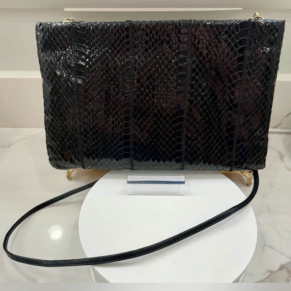 Vintage Robinson’s Black Snakeskin Patterned Leather Bag - EUC - Picture 4 of 12